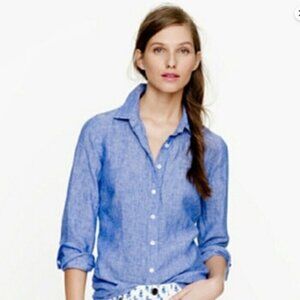 J. Crew Perfect Shirt in Cotton-Linen Crosshatch